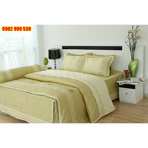 Bộ Chăn Ga Phủ Edena Cotton Xanh Bò