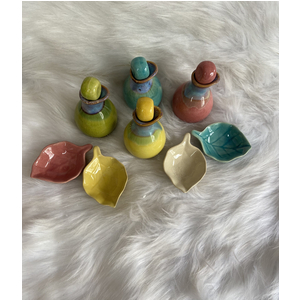 Set Lọ Và Chiếc Lá Bằng Gốm