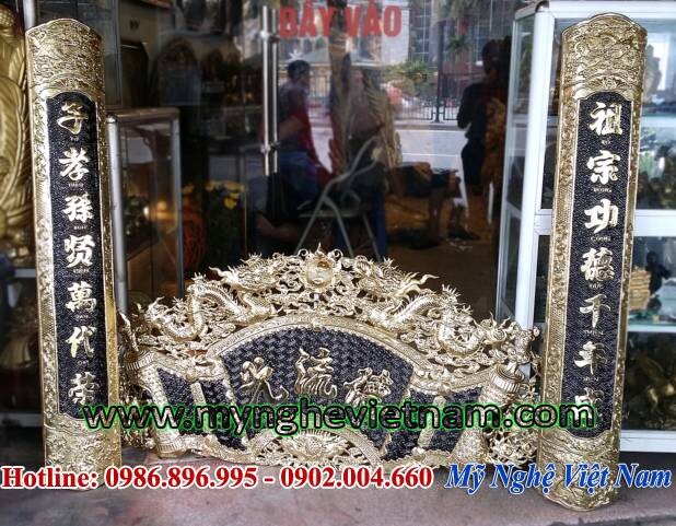 Bộ cuốn thư câu đối Đức lưu quang ốp cột thờ cúng