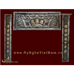Bộ đại tự khung đồng vàng nguyên chất 1m55 giả cổ