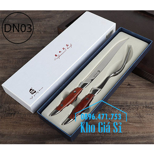 Bộ dao nĩa inox 304 cao cấp cán gỗ ăn beefsteak - nhập khẩu Nhật Bản
