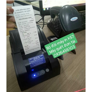Bộ đôi máy in hóa đơn K57 và máy quét mã vạch đơn tia