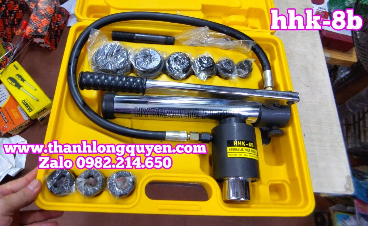 Bộ đột lỗ tôn thủy lực hhk-8b inox 1.6mm tôn 3.2mm khuôn 22mm-60mm