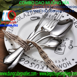Bộ dụng cụ ăn inox 304 gồm dao - muỗng - nĩa ( Bộ kim cương)