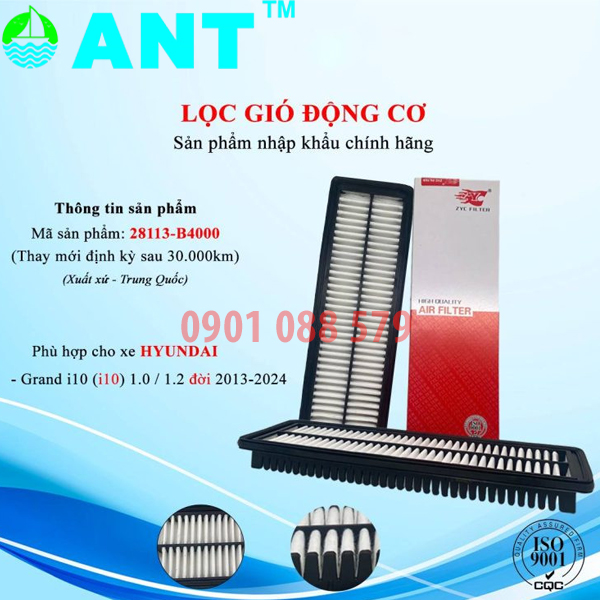 Bộ lọc gió động cơ HYUNDAI i10 2013-2024 Mã 28113-B4000