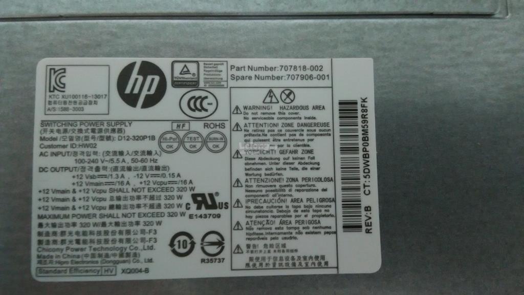 Bộ Nguồn HP EliteDesk 700 G1 705 G2 Tower MT 320W HP-D3201A0 HP-D3201E0 503.377-001