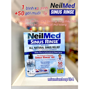 Bộ nước muối rửa mũi (nước muối sinh lý) Neilmed Sinus Rinse + 50 gói 🇺🇸