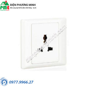 Bộ ổ cắm đơn đa năng 3 chấu 10A 250V màu trắng