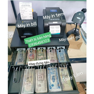 Thiết bị bán hàng cho shop: Máy in tem, Máy in bill, Máy quét mã, Khay đựng tiền