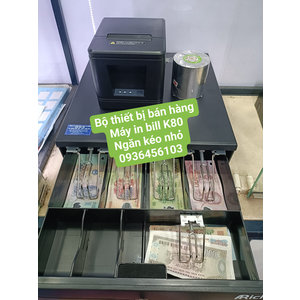 Bộ thiết bị bán hàng: Máy in hóa đơn K80 và Ngăn kéo đựng tiền nhỏ kết nối máy tính