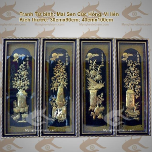 Bộ tứ bình – Mai, sen, cúc, hồng – quà tặng tân gia, quà tặng mỹ nghệ