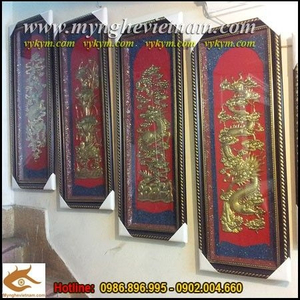 Bộ Tứ Linh , Long Ly Quy Phượng, tứ linh đồng rời, nền nhung