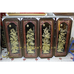 Bộ tứ quý bằng đồng khung 40x100cm