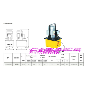 Bơm điện thủy lực TLP hhb-630a 1 đường dầu 70mpa