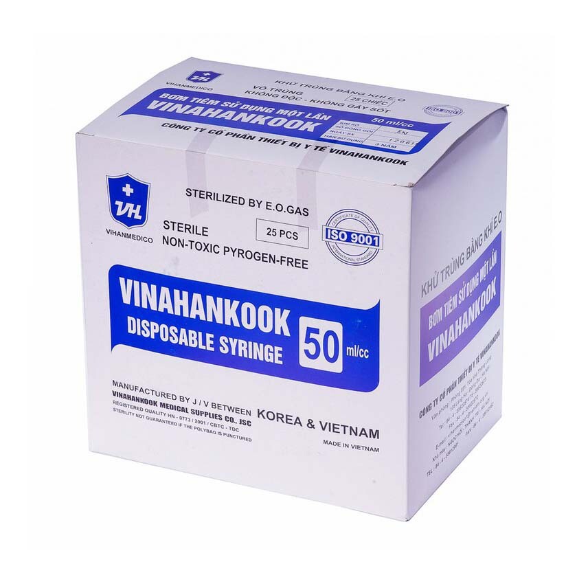 Bơm tiêm sử dụng 1 lần Vinahankook 50ml (tiêm, cho ăn)