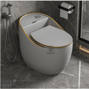 Bồn Cầu Một Khối BRIZER Trứng Xám Công Nghệ Xã Xoáy Super Vortex BZ8923