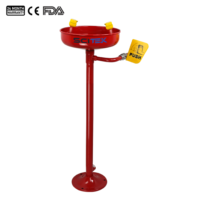 Bồn rửa mắt khẩn cấp gắn sàn, bề mặt phủ epoxy bóng. - EW-F1