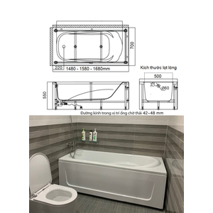 BỒN TẮM NẰM 1700x700mm SINLEE (SL9217)