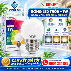Bóng LED Tròn – 1W nhãn VNE, đổi màu, đui E27