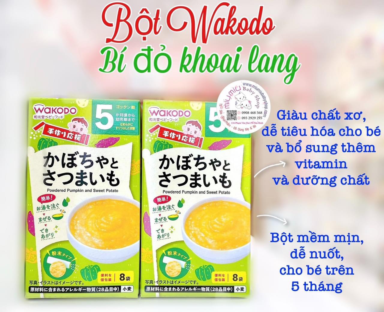 Bột Wakodo Khoai Lang và Bí Đỏ 🇯🇵 cho bé 5 tháng trở lên