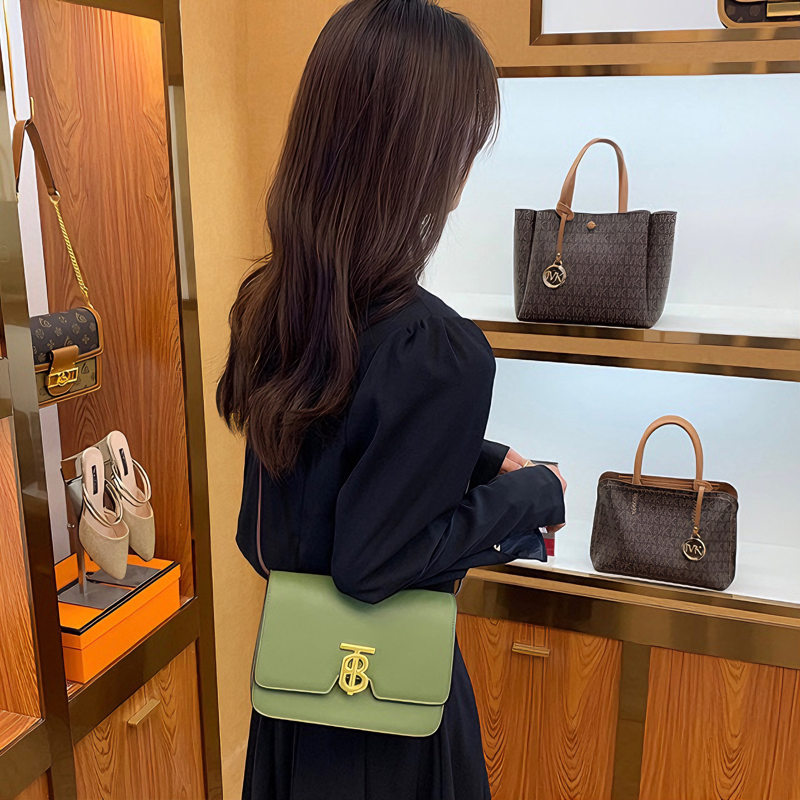 Túi Xách Nữ Thomas Burberry Monogram Mini TB