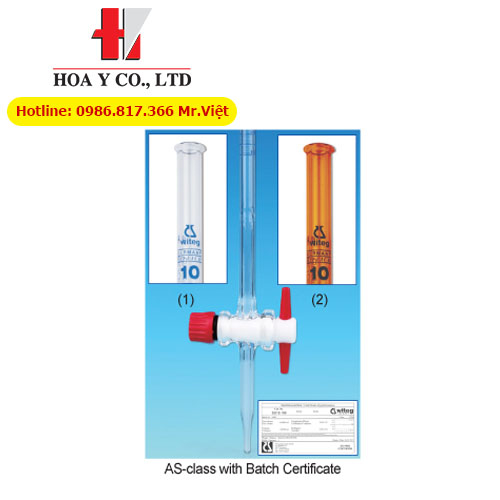 Buret chuẩn độ bằng thủy tinh, AS-class, Witeg, 10-50ml