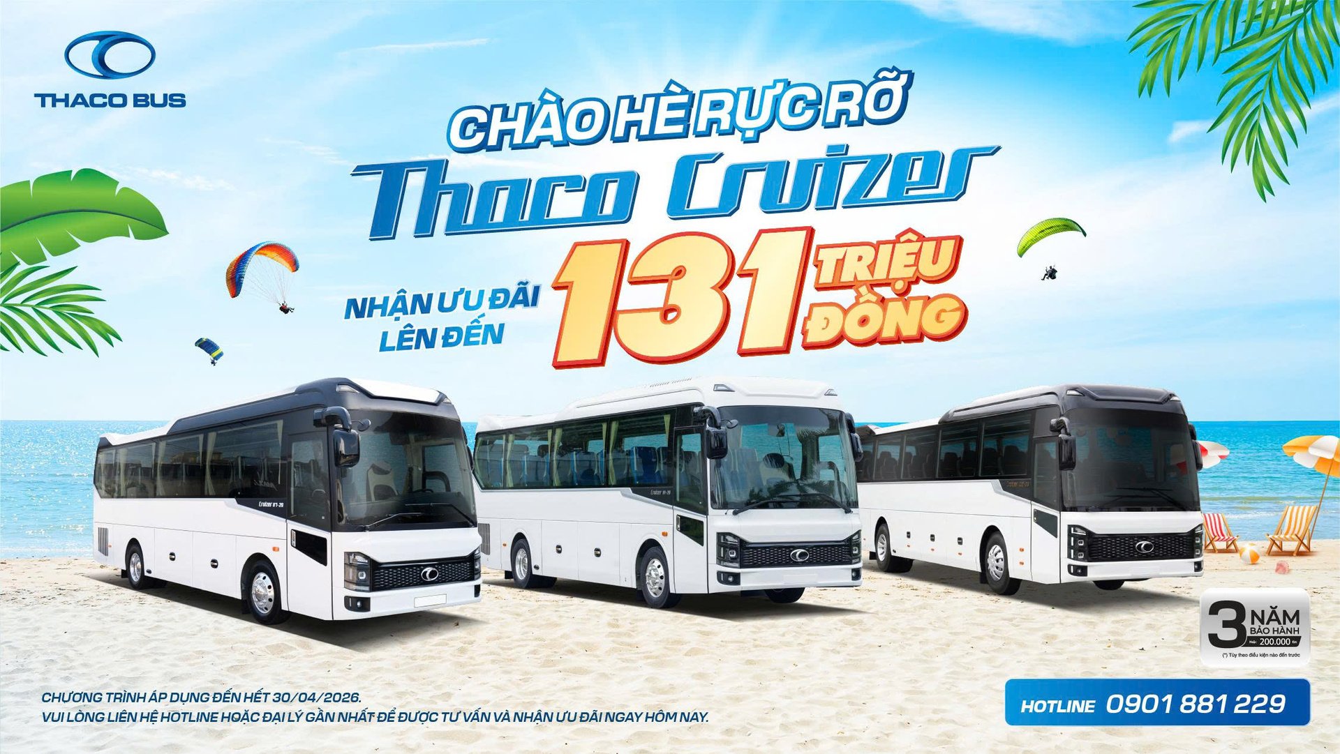 ƯU ĐÃI ĐẶC BIỆT LÊN ĐẾN 131 TRIỆU ĐỒNG: CƠ HỘI ĐẦU TƯ XE BUS GHẾ NGỒI THACO CRUIZER THẾ HỆ MỚI 2026