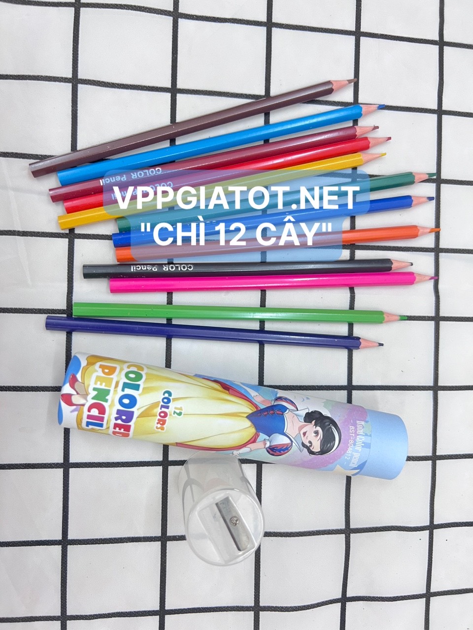 Bút chì 12 màu có ống đựng