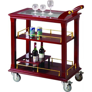 Xe phục vụ rượu trà 3 tầng bằng gỗ C02