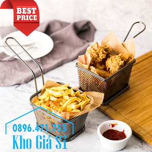 Giỏ inox đen dạng lưới 120 x 95 x 80mm đựng đùi gà rán KFC