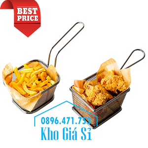 Giỏ inox đen dạng lưới 120 x 95 x 80mm đựng đùi gà rán KFC