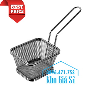 Giỏ inox đen dạng lưới 120 x 95 x 80mm đựng đùi gà rán KFC