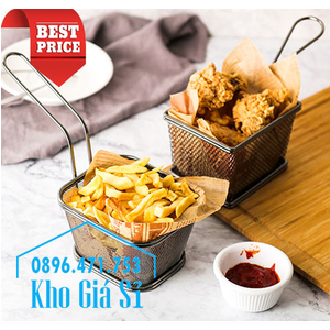 Giỏ inox đen dạng lưới 120 x 95 x 80mm đựng đùi gà rán KFC