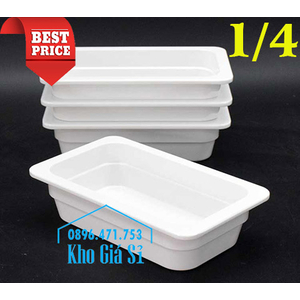 Khay melamine 1/4 chiều cao 6.5cm màu trắng đựng thức ăn