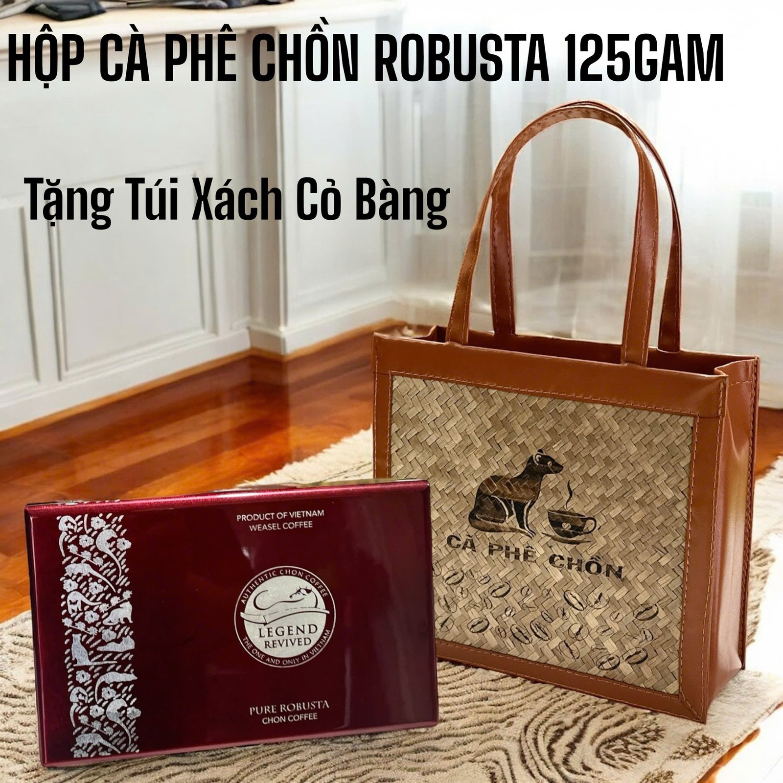 Cà phê Chồn Robusta Hộp 125gram( Tặng Túi cao cấp)