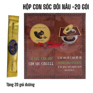 Cà phê con sóc phin lọc Đôi Nâu - Hộp 20 gói