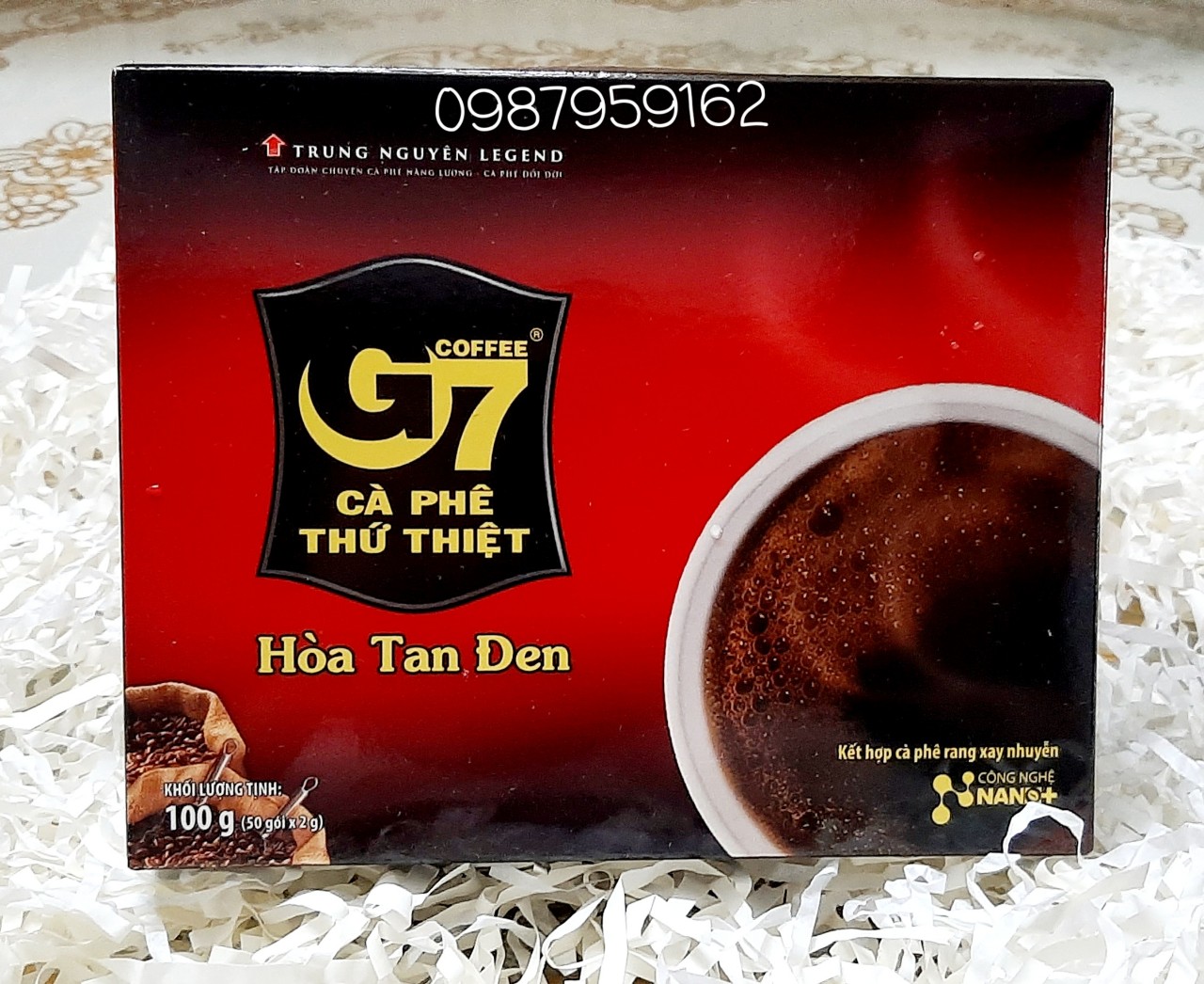 Cà phê G7 hòa tan ĐEN không đường( 50 gói/Hộp)