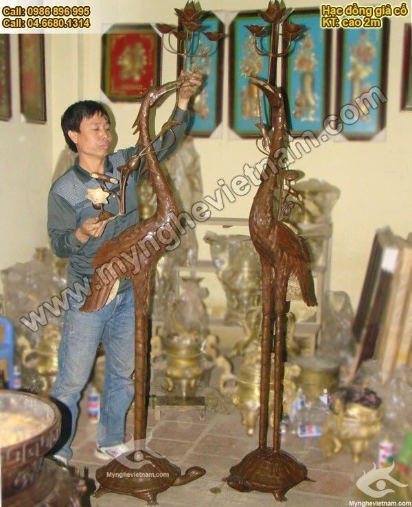 Các mẫu hạc đồng thờ cúng cung tiến bằng đồng