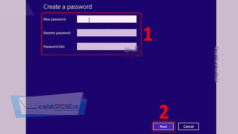 Tạo mật khẩu mới và chọn Next Tạo mật khẩu mới và chọn Next