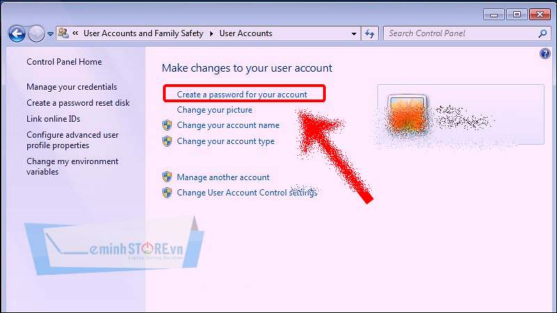 Chọn Create a password for your account Chọn Create a password for your account