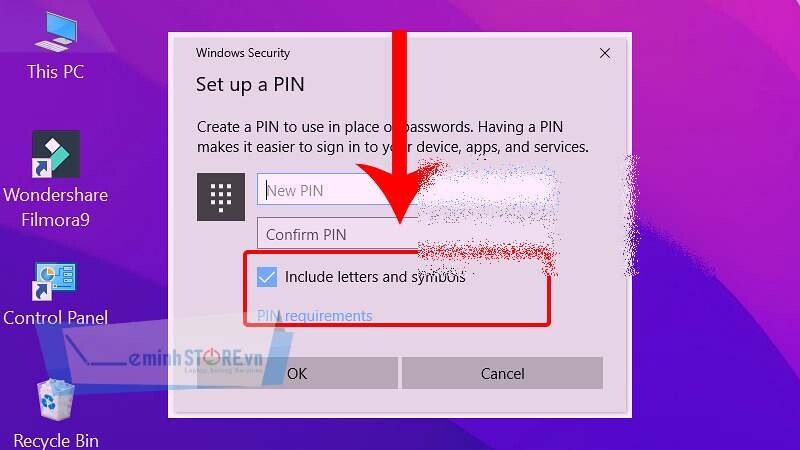 Nhập mật khẩu, xác nhận mật khẩu, gợi ý mật khẩu và chọn Create password Nhập mật khẩu, xác nhận mật khẩu, gợi ý mật khẩu và chọn Create password