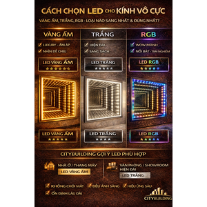 🔹 CÁCH CHỌN LED CHO KÍNH VÔ CỰC: VÀNG ẤM, TRẮNG, RGB – LOẠI NÀO SANG NHẤT & ĐÚNG NHẤT?