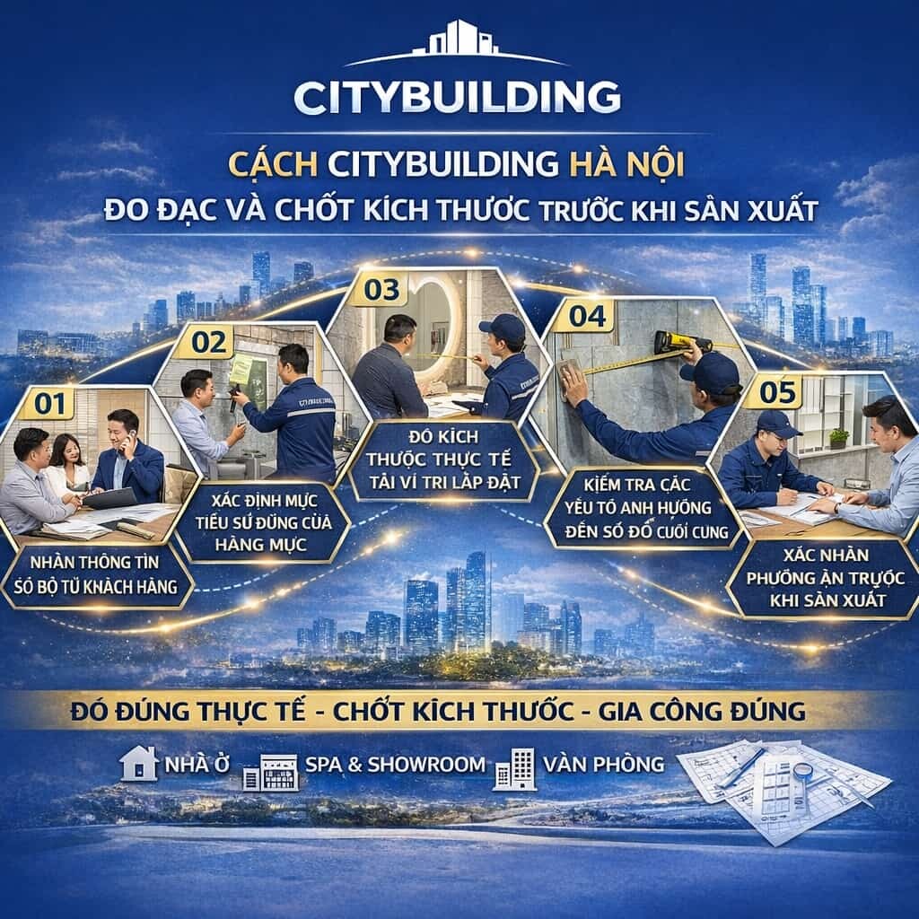 CÁCH CITYBUILDING HÀ NỘI ĐO ĐẠC VÀ CHỐT KÍCH THƯỚC TRƯỚC KHI SẢN XUẤT
