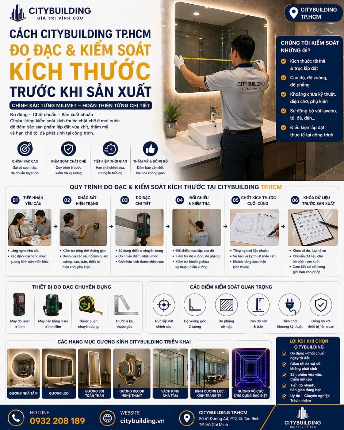 CÁCH CITYBUILDING TP.HCM ĐO ĐẠC VÀ KIỂM SOÁT KÍCH THƯỚC TRƯỚC KHI SẢN XUẤT