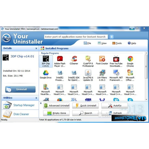 Gỡ sạch phần mềm trên Windows bằng Download Your Uninstaller 7.5 Pro Full