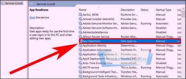 Bạn tìm và nhấn đúp chuột vào AppReadiness. Bạn tìm và nhấn đúp chuột vào AppReadiness.