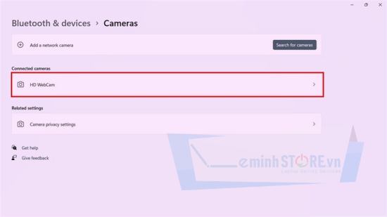 cach mo camera tren windows 11