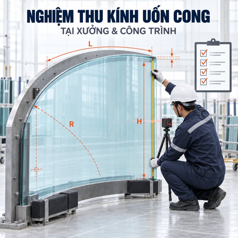Cách Nghiệm Thu Kính Uốn Cong Tại Xưởng Và Công Trình