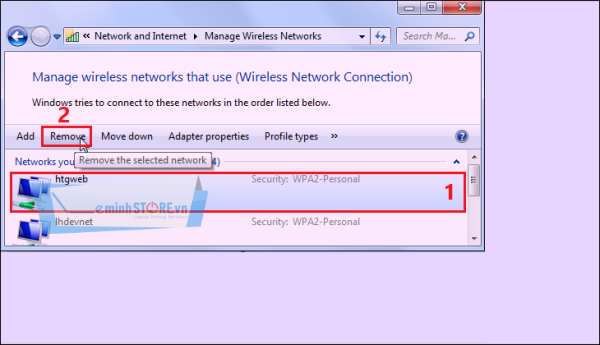 Bạn chọn tên Wi-Fi muốn tắt > Chọn Remove Bạn chọn tên Wi-Fi muốn tắt > Chọn Remove