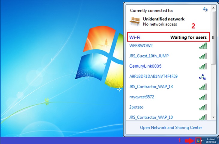 Kiểm tra tên Wi-Fi vừa tạo bằng cách nhấn chuột trái vào biểu tượng mạng trên thanh Taskbar Kiểm tra tên Wi-Fi vừa tạo bằng cách nhấn chuột trái vào biểu tượng mạng trên thanh Taskbar